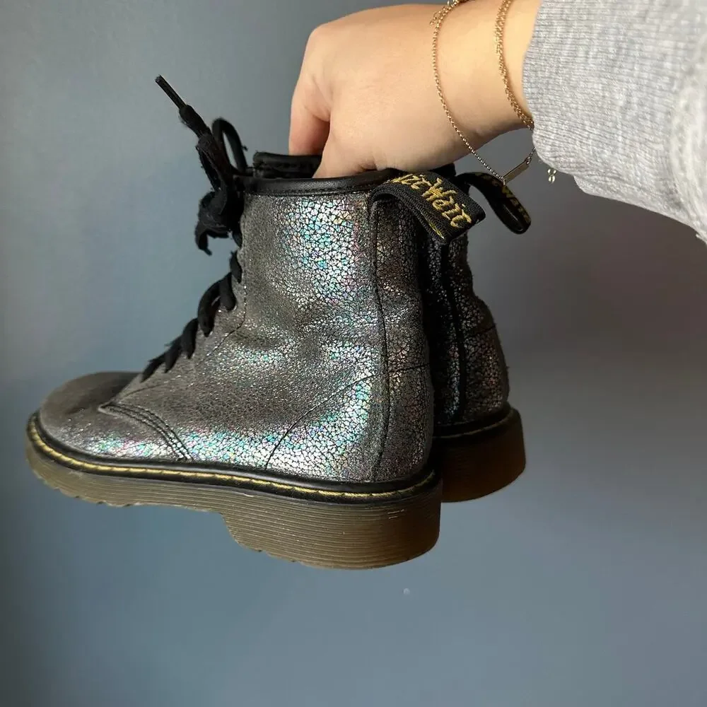Doc marten black‎ iridescent boots